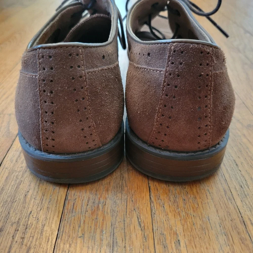 Stacy Adams 11M Oxford Brown Suede Cap Toe Brogue DICKINSON Academia Twee Preppy